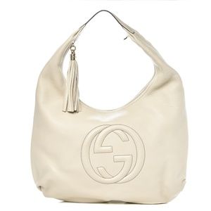 GUCCI Pebbled Calfskin Large Soho Hobo Off White